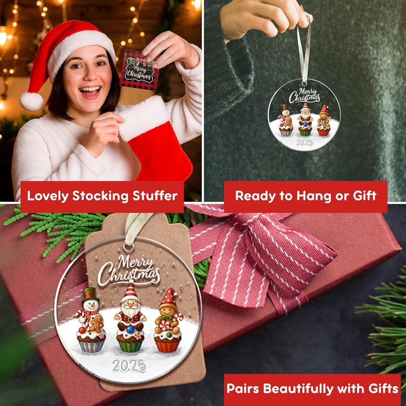 SUCHAGIFT Cupcake Ornament - Food Ornaments for Christmas Tree, Dessert Baking Ornaments - Food Dessert Cookie Gifts for Baking Lover, Baker - Acrylic Gingerbread Snowman Ornament - Image 4